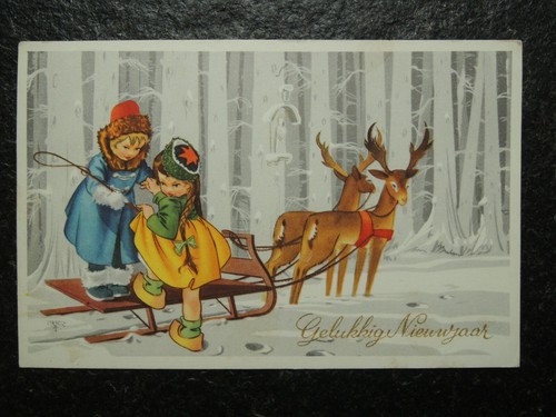 Alte kinder mit - ak, schlitten