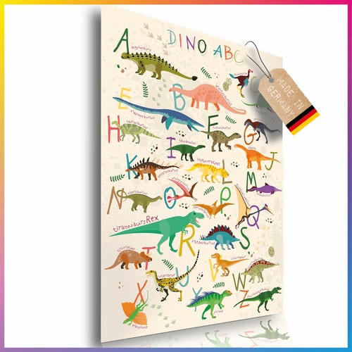 Dinosaurier abc lernposter - dinosaurier,