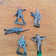 5  DDR Spielzeug Soldaten grau flecktarn Figuren Plaho Steinach / PGH Effelder