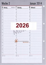 bsb Timerplaner A4 Kalendarium 2026 1Woche auf 2 Seiten 4-fach Lochung Kalender