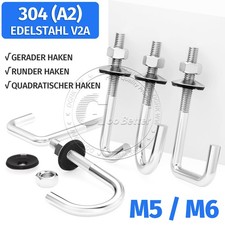 Gewindehaken Hakenschraube L-Haken mit Mutter Scheibe M5 M6 Edelstahl Rohrhaken