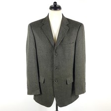 Christian Berg 100% Kaschmir Sakko Herren Gr. 48 Grün Fischgrät Business Jacke