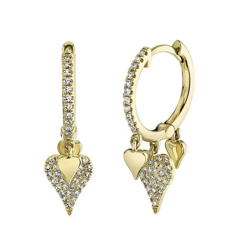 14k gold diamant herz - gold, huggie