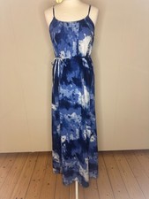 Maxi Kleid Strandkleid von H&M blau weiß Batik rückenfrei Baumwolle Gr. 36 neu