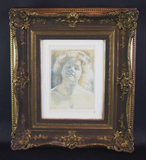 schöner antiker RAHMEN 50x45 + orig. Litho BRUNO HERAUX (1868-1944) Heloise 1902