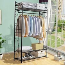 Kleiderschrank offener Dielenschrank mit Stangen Ablagen Kleiderständer Metall