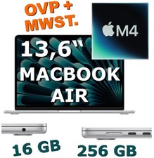 ✅ Apple MacBook Air 13,6” M4💥  16 GB ☑️ 256 GB silber, MW0W3D/A, OVP ✅ Rg.MwSt.