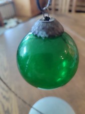 6 Antike Weihnachtsbaumkugeln Glas Luftblasen Crackle Messingkappen Patina 5cm