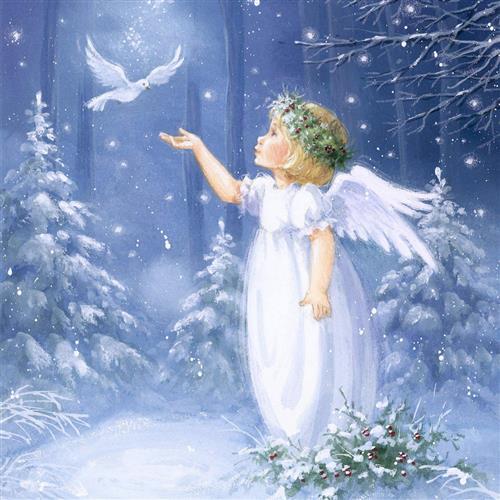 Servietten angel with dove - ,