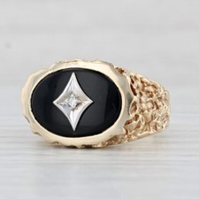 Vintage 10k Gelbgold Onyx Und