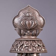 9,8" tibetische Bronze Silber Buddhismus 8 Glückseliges Symbol Flasche