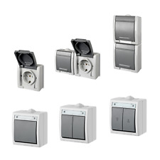 Aufputz / Schalter / Taster / Steckdose / IP55 wassergeschützt 💦 / hellgrau