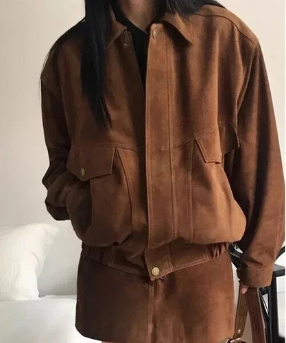Braune wildleder bomber - braune,
