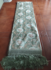 Tagesdecke DECKE Einzelbett DAMASTSTOFF grün. Neu Vintage 70er Jahre.