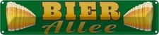 Blechschild 10x46 cm Bier Allee Alkohol Essen Trinken Bar Club Deko Geschenk Met