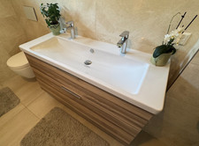 Burgbad Eqio Keramik Doppelwaschtisch mit 2 Armaturbohrungen *NEU* unbenutzt