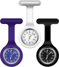 Vicloon Krankenschwester Uhren,3 Pcs Schwesternuhren mit Clip, Dehnbare Silikon