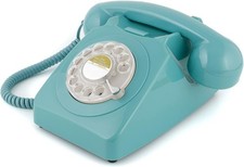 Retro Telefon mit Wählscheibe im 70er Jahre Design Blau 1848