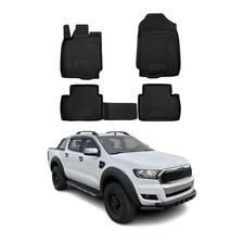 OMAC Gummimatten Fußmatten für Ford Ranger 2012-2022 2tür SuperCab Schwarz 4x