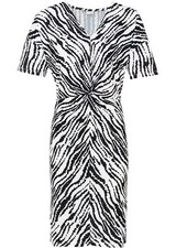 Neu Wickelkleid mit Batikeffekt Gr 32/34 Schwarz Wollweiß Sommer-Casual dress