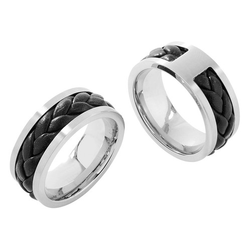 Ring edelstahl leder braun - ring,