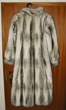 ✅UHLE sehr warmer und langer Pelzmantel WebPelz Imitat Silberfuchs NP 550€