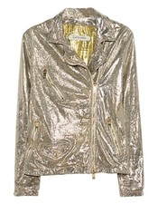 GIORGIO BRATO DAMEN LEDER BIKER JACKE GOLD PLATINUM METALLIC GR 36 NEU 1049,- €