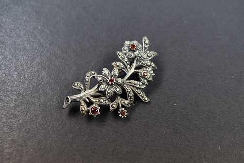 Antike blütenbrosche silber - antike,