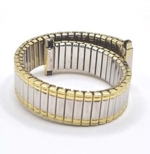 Silber-Gold Flexband Uhrenarmband Edelstahl Stretch Teleskopanstoß 10 bis 14mm
