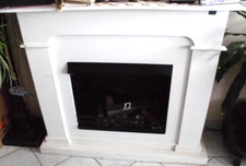 Gel-Kamin mit Brennbehälter, Keramik-Dekohölzer/Tannenzapfen + Brennpaste