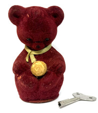 Teddy Bär Aufzug mechanisch Laufpuppe DDR FUNKTIONSTÜCHTIG 12cm SEHR SELTEN /P2