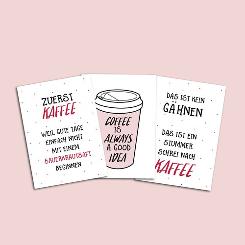 Postkarten kaffee set - kaffee,