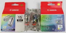 2 Canon Patronen BCI-15BK BCI-16C BCI-15 BC-16  i70 i80 iP90 iP90V
