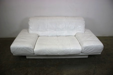 Designer Sofa von Rolf Benz AK Weiß Leder Manuelle Funktion Couch