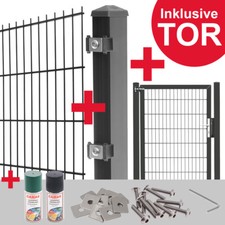 Doppelstabmattenzaun SET + 1m IndustrieTor Doppelstab Zaun Gitterzaun Gartenzaun