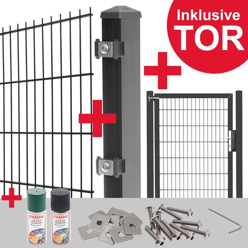 Doppelstabmattenzaun set 1m - doppelstabmattenzaun, +