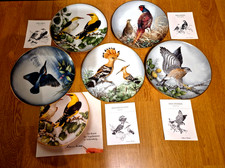 5 Sammelteller Vögel unserer Heimat Franklin Mint mit Begleitheftchen, Porzellan