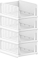 4er Set Aufbewahrungsboxen –Faltbare Stapelboxen für Kleiderschrank Weiß