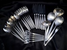 Vintage DDR Besteck 29 Teile ABS Rostfrei Edelstahl 18-8 Karo Schachbrettmuster