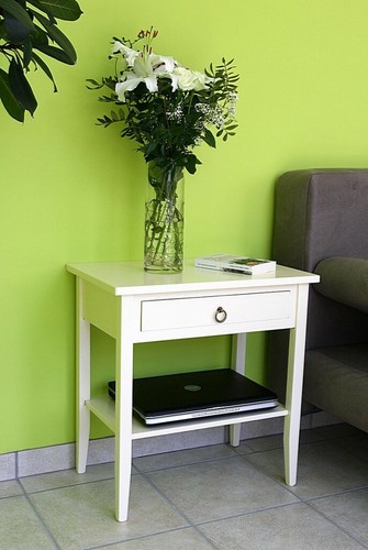 Massivholz beistelltisch creme - massivholz,