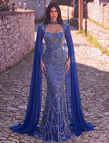 Damen abendkleid lang blau - damen,