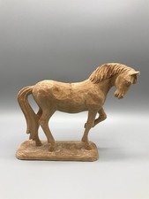 Pferd Holz Krippe Natur Figur Geschnitzt Puppenstube Zubehör Krippenfigur