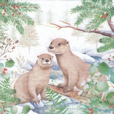 4 Lunch Papier Servietten Napkins (E5-2) Fischotter