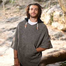 Unisex Poncho Wolle Herren und Poncho Wolle Damen mit Fleece Fütterung Abajo