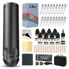 Tattoo Maschine Set kabellos Anfänger Profi mit Akku Nadeln Farben Zubehör