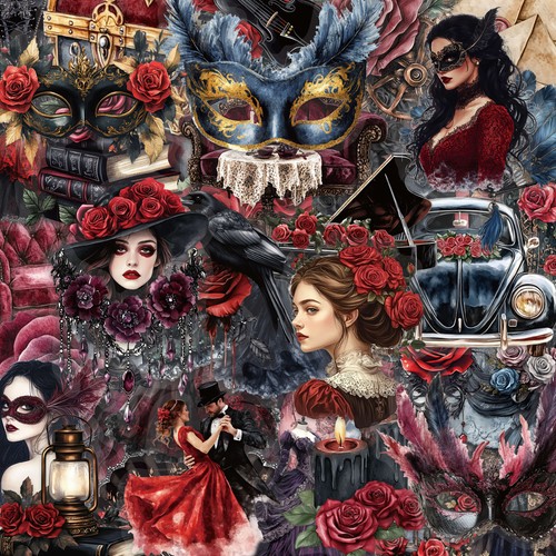Gothic vintage masken sticker - gothic,