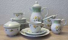 Mitterteich Kaffeeservice Dekor Grün Gelbe Blumenranke 21 tlg. 