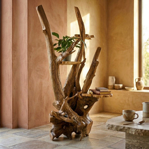 Blumentreppe teak wurzelstock - teak,