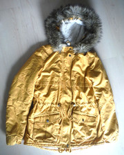 Divided H&M Parka Jacke Gr. 38 Senfgelb Kapuze Fell