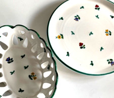 Gmundner Keramik Österreich Streublumen Schale u. Gebäckteller